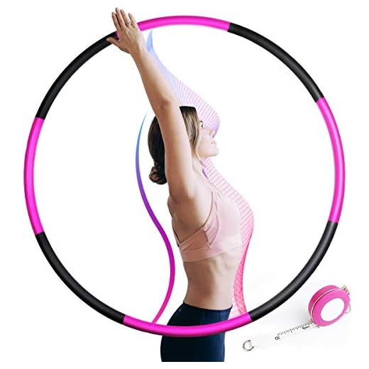 Hula Hoop for Adults Weighted Hoola Hoop for Fitness Exercise 8 Section Hoola Hoops Bulk Detachable Professional Soft Hoola Hoop Easy Spin Lose Weight Fast Fat Burning with Free Waist Measuring Tape