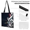 FekiLoot Music Notes Polyester Tote Bag, 35x40cm Stylish Lightweight Shoulder Handbag, Reusable Multi-Purpose Fabric Carryall for Work Travel Shopping Daily Use #4