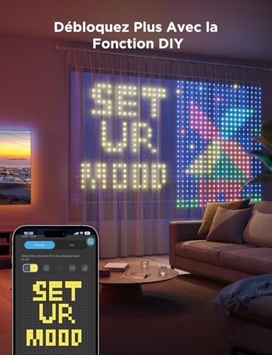 Rideau LED RGBIC intelligent de 520 LED avec animations dynamiques