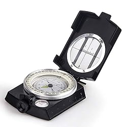 Costin multifunzionale bussola, interamente in metallo militare impermeabile ad alta precisione con bussola Avvistamento Clinometer per attività all' aria aperta, colore: Nero opaco