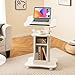 Giantex Mobile Podium Stand, Height Adjustable Laptop Cart with Tilting Tabletop & Storage Compartments, Rolling Lectern with Lockable Casters for Classroom, Church, Home Office, White
