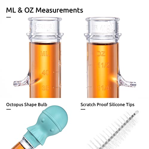 U-Taste 1.5Oz Angled Turkey Baster - 228.2℉ Heat Resistant Food Grade Tritan And Silicone Large Octopus Bulb Baster Set With Cleaning Brush For Cooking Basting Meat Poultry Beef Chicken (Aqua Sky) #TOP5