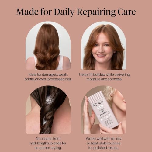 Kitsch Argan Oil Conditioner for Hair Growth – Made in USA, 12 oz | Conditioner for Women & Men for Shine, Smoothness & Damage Recovery – Repairing Argan Oil for Hair – Color-Safe Hair Care — view 5