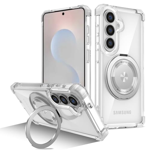 Image of Cubix Back Cover Case for Samsung Galaxy S26 Hard PC + TPU | Metal Ring Kickstand | 1500g Magnetic Hold | 360 Rotating Stand | Military Drop Protection | Air Cushioned Corners