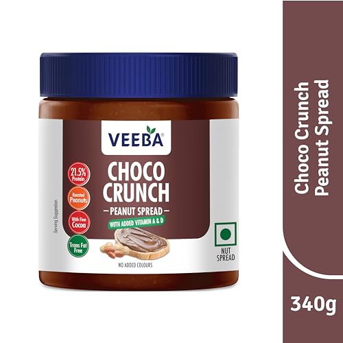 Image of Veeba Choco Crunch Peanut Spread with added Vitamin A&D (340g) (Pack of 2)