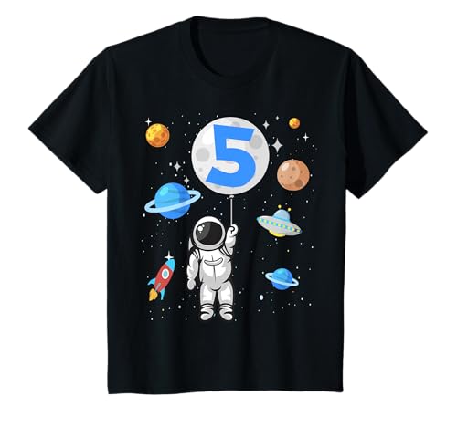 Kinder Astronaut 5. Geburtstag Weltraum Jungen 5 Jahre Raumschiff T-Shirt