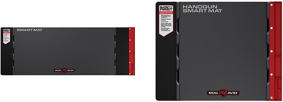 Real Avid Universal Smart Mat - 43x16”, Large Gun Cleaning Mat with Integrated Red Parts Tray, Gun Oil Resistant & Gun Cleaning Mat for Handguns with Magnetic Organizer Parts Tray;
