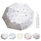 FESDMOH Umbrella, Regenschirm Klein, Kleiner Regenschirm, Niedliche Muster, Tragbar, Sonnenschutz, für Damen und Herren (Weißer Hund)