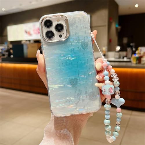 Coque iPhone 11 antichoc avec bracelet perles et motif paillettes dégradé