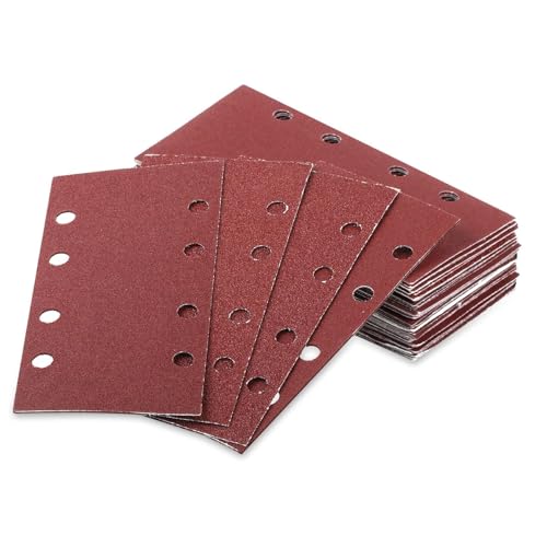 Juego De 35 Papel De Lija Con, 18,5 X 9,3 Cm, Almohadilla De Lija Rectangular, 8 Agujeros, Accesorios Para Lijadora Orbital, Hojas De Lija Para Madera Y Metal, Grano 400 600 800 1000 1200 1500