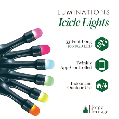 Image of Home Heritage 2-Pack Lumations 33ft Christmas Holiday Party Lights - 100 RGB LED Wrapped Dome Lights - Twinkly Smart App Control