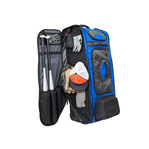 Bownet Commander Catchers Bag -14 Pockets - Travel Bag - Perfect For Baseball Softball Equipment - Stores Gear Bats Helmets Uniforms - Strong Roller Wheels - Royal Blue - 41" H X 17" W X 10.5" D #TOP2
