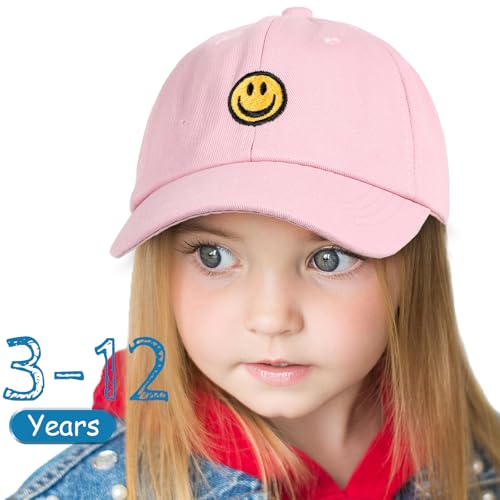 Kids Baseball Hat Toddler Girls Boys Embroidered Baseball Caps Adjustable Kid Sun hat Toddler Girl Smile Face Hats Age 3-122