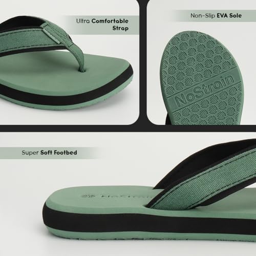 Image of NoStrain Men's Canvas Slippers, Flip Flops & Chappal - Angular Fit