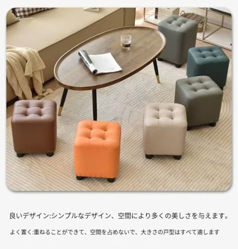 木製玄関椅子 リビングドレッサーチェアおしゃれ背もたれなしコンパクト収納スツール キャスター付きオットマンロースツール (ライトグレー) [3]