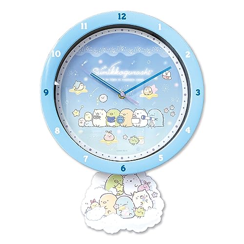 ティーズファクトリー(T'S Factory) 掛け時計 水色 すみっコぐらし 足振りクロック アナログ 静音 連続秒針 SG-5520354HS