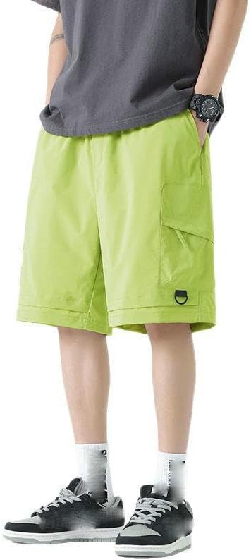 USTZFTBCL Men's Summer Thin Ice Silk Casual Sports Mid-Length Beach Shorts