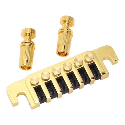 Electric Guitar Bridge Tailpiece, Brass Iron Around Saddle Bridge Stop Tailpiece for LP EPI Electric Guitars (Gold)