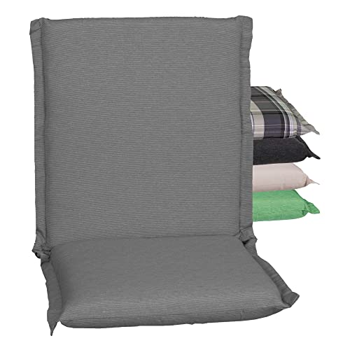 Beo Gartenstuhlauflage Niedriglehner Waschbar Ascot | Made in EU Premium Plus Qualität | UV-beständige Niedriglehner Auflagen | Atmungsaktive Stuhlauflage Niedriglehner in Hell-Grau