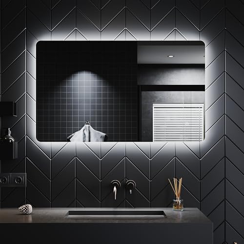 SONNI Espejo Baño con Luz Antivaho 100x60 cm Espejo Baño LED Pared con Interruptor Táctil,Bajo Consumo