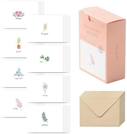 Monolike Message Little Garden Card - Mix 40 Mini Single cards, 20 envelopes Package