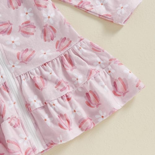 Image of Girls Terry Cloth Swim Cover Up Zip Up Hooded Bathing Suit Coverup Wraps Rufled Kids Pool Beach Robe Cover-Up Dress