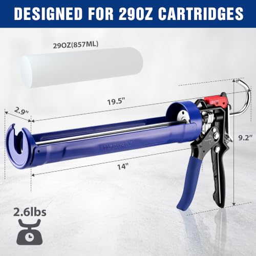 Image of WORKPRO 29 oz Caulking Gun, Caulk Gun with Adjustable 9:1&18:1 Thrust Ratio