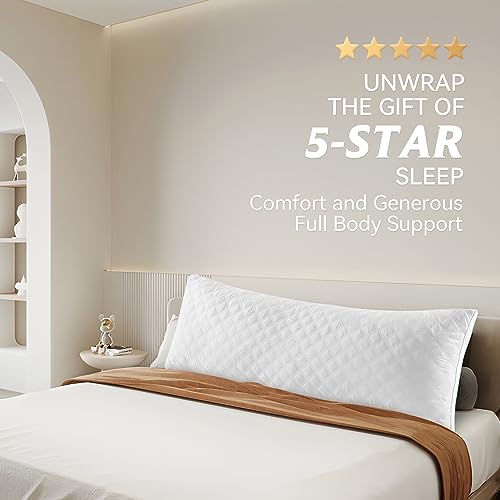 Oubonun Premium Adjustable Loft Quilted Body Pillows - Firm And Fluffy Pillow - Quality Plush Pillow - Down Alternative Pillow - Head Support Pillow - 21"X54" #TOP5