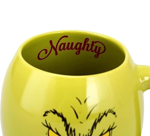 Dr. Seuss GRINCH Naughty or Nice Oval Ceramic 18oz Mug and Crew Sock Combo by Bioworld - Image 5