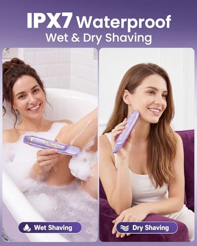 Bikini Trimmer for Women, Dual Head Electric Razor for Women, IPX7 Waterproof & Painless Bikini and Body Shaver, Pubic Hair Trimmer for Women Cordless Electric Shaver for Legs, Face & Underarms — view 4