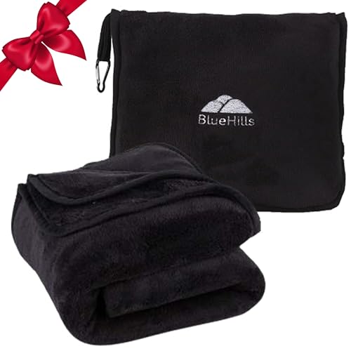BlueHills-Premium-Soft-Tall-Travel-Blanket-Pillow-Airplane-Flight-Blanket-Long-Throw-in-Bag-Pillowcase-with-Backpack-Clip-Compact-Large-Long-Traveling-Essentials-Portable-Black-T054 BlueHills Premium Soft Tall Travel Blanket Pillow Airplane Flight Blanket Long Throw in Bag Pillowcase with Backpack Clip Compact Large Long Traveling Essentials Portable Black T054 - Image 1