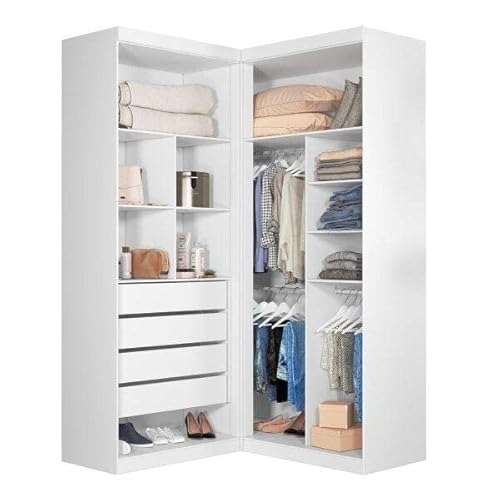 Guarda Roupa de Canto 4 Portas 4 Gavetas Tuim Yescasa Branco Fosco Liso