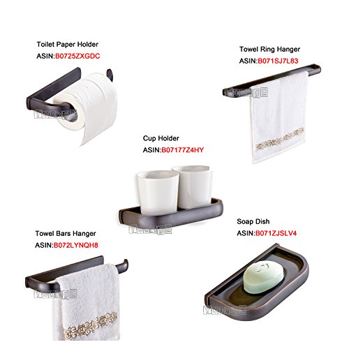 Younge Oil Rubbed Bronze Bathroom Accessories Wall-Mounted Double Toothbrush Holder Cup Holder With Two White Ceramic Tumbler #TOP6