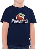 Kinder T-Shirt Jungen - Kinder Sport Kleidung - 100% Seahawk - 104 (3/4 Jahre) - Dunkelblau - Kinder Tshirt Jungen 3 Jahre - F130K