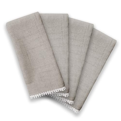 Lenox French Perle Cloth Napkins - Reusable Dinner Napkins - Machine Washable - Set of 4 - Dove Grey