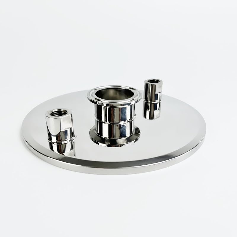 6" (154mm) OD167 Tri-clamp Flat Cover/Cap with 1.5" Ferrule Clamp and 1/4" FNPT * 2 for Extractor,SS304