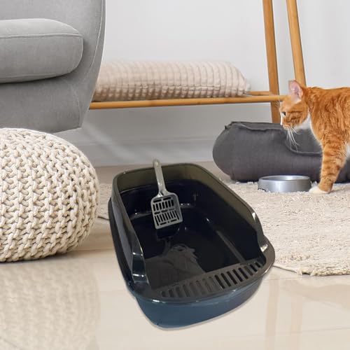 Caja de arena abierta para gatos Baoblaze negro miniatura 2