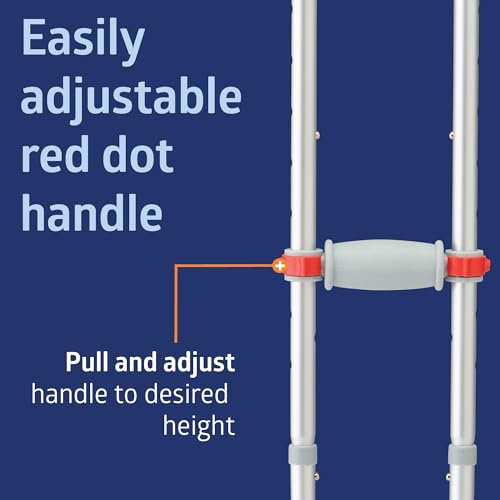 Medline Folding Aluminum Crutches for Kids, Adults, and Seniors, Walking Aid, 300 LB Weight Capacity, 1 Pair, Fitting 4\'7\"-6\'7\", Includes Padded Underarm Cushions - Thumbnail 6