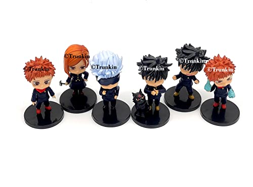 Image of Trunkin Jujutsu Kaisen Action Figures 6 Pcs Set 10 cms Rubber Figure | (Set B) Itadori Yuji Fushiguro Megumi Action Figure Gojo Satoru | Model Anime Toys Figurine,Multicolor