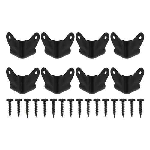 Image of FOMIYES Black Iron Speaker Corner Protectors, 8pcs Metal Box Corner Guards for Furniture, 1.96x1.57x1.57inch, Anti-Collision and Anti-Skid, Includes Screws