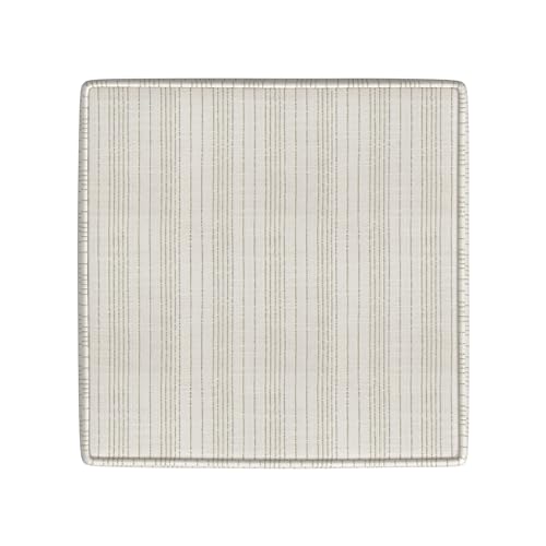 Homepop ホームデコ クラシック スクエア 収納 オットマン リフトオフ蓋付き | オットマン リビングルーム&ベッドルーム用収納付き マリーゴールド ピンストライプ クリーム生地 [4]