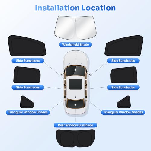 Image of Canvcle Window Shades for 2015-2024 Nissan Murano Accessories Windshield Sun Shade Side Rear Window Covers Sunshade Sun Visor Shield Privacy Protection for Camping Keep Vehicle Cool Black 8PCS