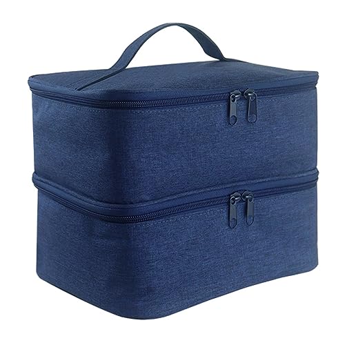 Sac de rangement pour nail tech bleu avec poignée et sac de transport double couche