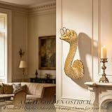 Juedawyal Gold Ostrich Animal Head Wall Decor Sculpture, Resin Animal Heads for Wall, Vintage Wall Sculpture for Men Women Living Room Hallway Staircase Home Office