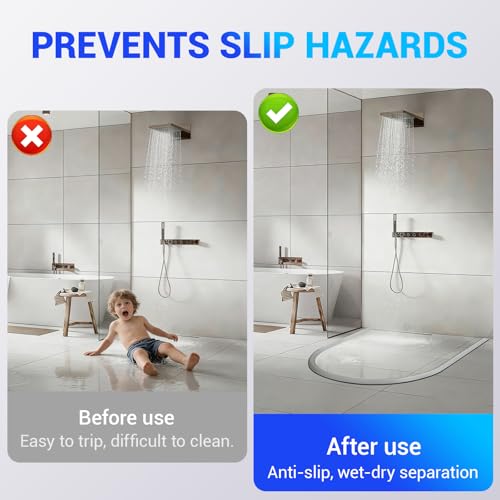 120cm Schwallschutzleiste Dusche Selbstklebend, Silikon Wasserstopper Dusche Boden, Transparent Schwallschutz Dusche, Küche Badezimmer Rollstuhl Duschleiste, Gummilippe Dusche , Einfache Montage