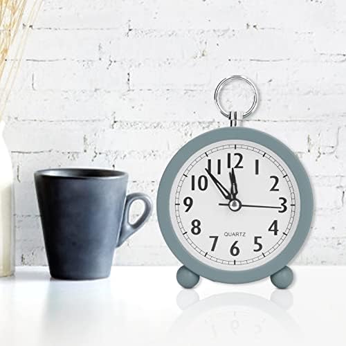 Buachois Analog Alarm Clock, 4 in Green Simple Style Analog Silent Small Bedside Desk Clock Battery Operated, Non Ticking Analog Small Table Clock for Bedroom,Bedside, Desk,Shelf - Super Silent