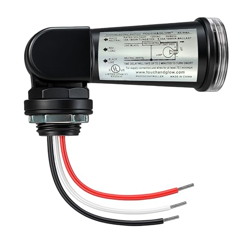 Touch & Glow Photocell LED Light Sensor - Lighting Control with Swivel Mount - IP65 Waterproof - Outdoor Light Sensor for LED, CFL- UL Listed - EZ-349A