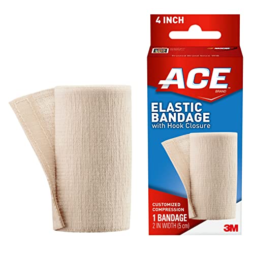 ACE 4 Inch Elastic Bandage with Hook Closure, Beige, Great for Leg, Shoulder and More, 1 Count