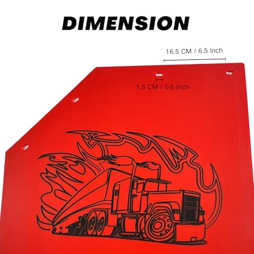 Image of Pair 24 inch x 24 inch Red Rear Angled Mud Flaps for Semi Truck Trailer Heavy Duty 1 /5 inch Thick