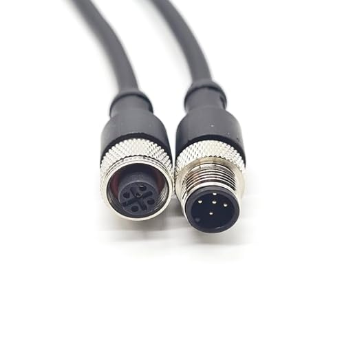 M12 5Pins Male to Female Connector Cable, A Code Straight Molding Cable Male to Female Aviation Sensor Electrical PVC Cable 125V 4A AC/DC Industrial Molded Cable 1M AWG22（1Meter）